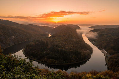 Scenic view of mountains during sunset