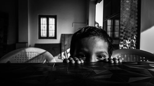 Close-up of boy at home