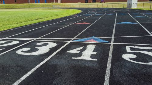 Numbers on running track