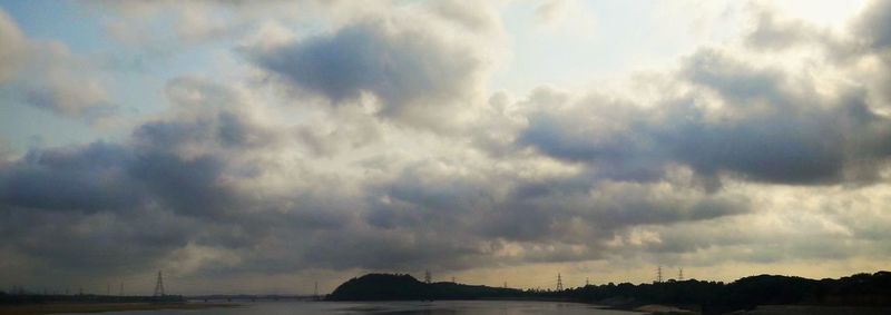 Scenic view of storm clouds over sea