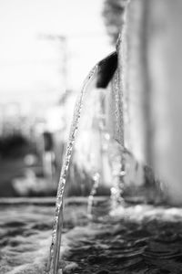 Close-up of water falling from fountain