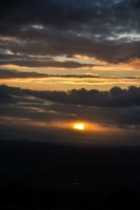 Scenic view of mountains against dramatic sky