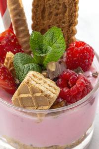 Close-up of strawberry smoothie