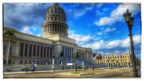 Low angle view of historical building against sky