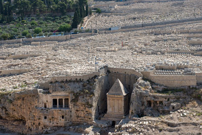 High angle view of tomb of zechariah