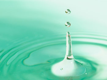 Close-up of drop falling in water