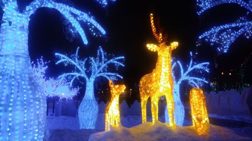 Illuminated blue sky at night