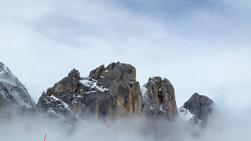 Panoramic view of snowcapped mountains against sky