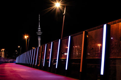 Illuminated street lights at night