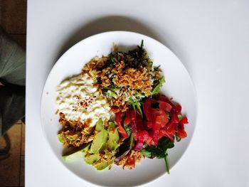 High angle view of salad in bowl