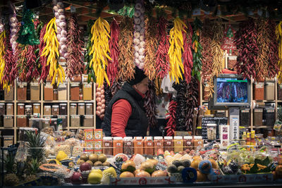 People at market stall