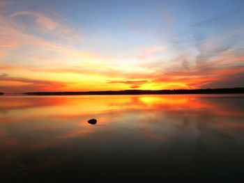 Scenic view of lake at sunset