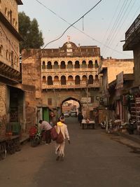 City street along buildings