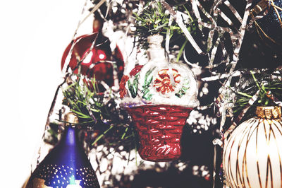 Close-up of christmas decoration hanging on tree