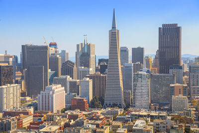 View of skyscrapers in city