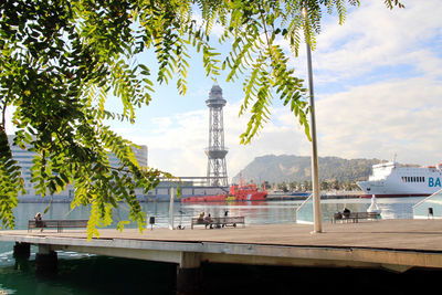 View of tower against cloudy sky