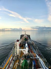 High angle view of a nautical vessel navigating at sea 