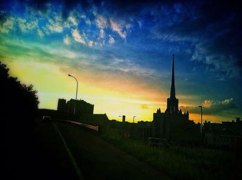 View of road at sunset