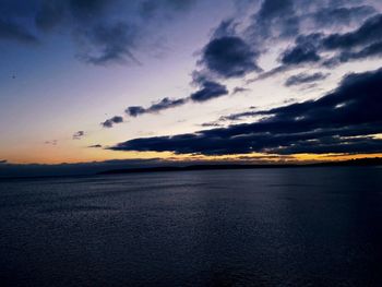 Scenic view of sea against dramatic sky
