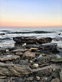 Scenic view of sea at sunset