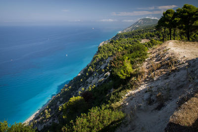 High angle view of sea against sky