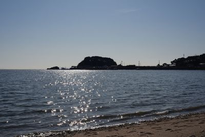 Scenic view of sea against clear sky
