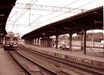 Train on railroad station platform