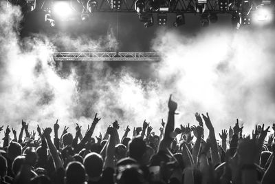 Rear view of crowd enjoying during music concert