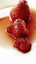 Close-up of strawberries in plate