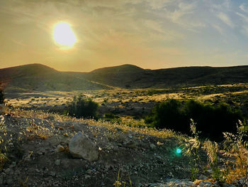 Scenic view of landscape against sky during sunset