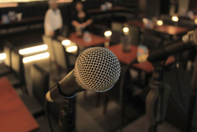 Close-up of illuminated lighting equipment