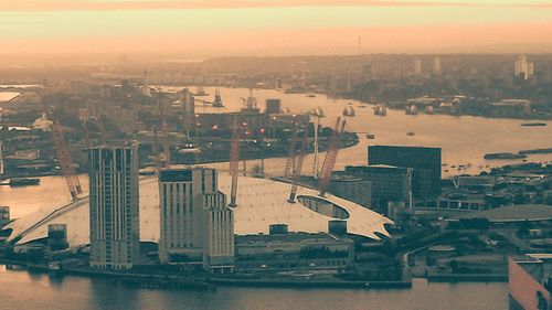 View of cityscape at sunset