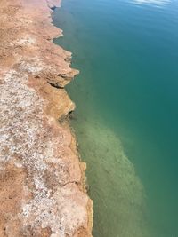 High angle view of rocks on beach