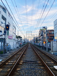 Railroad station platform against sky