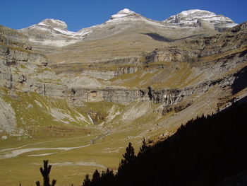 Scenic view of landscape and mountains against sky