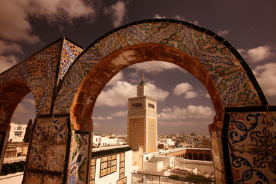 View of buildings against cloudy sky