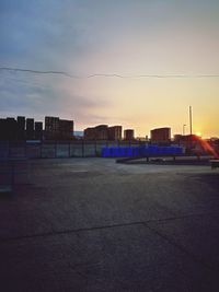 View of city at sunset