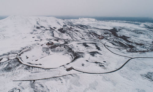 Scenic view of snow covered mountain against sky