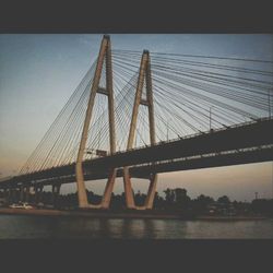 Suspension bridge over river