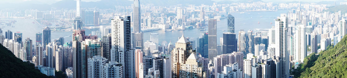 Aerial view of modern buildings in city