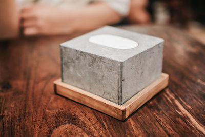 Close-up of coffee cup on table