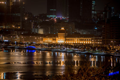 Illuminated city at night