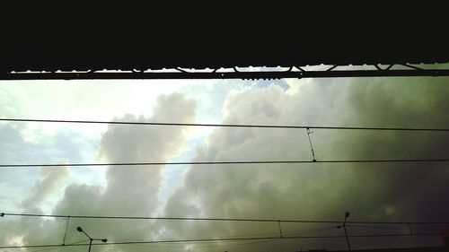 Low angle view of power cables against sky