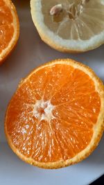 High angle view of orange on table