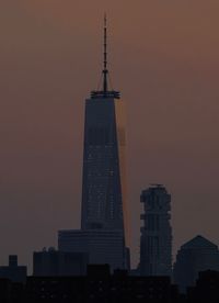 Low angle view of buildings against sky during sunset