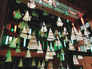 Illuminated lanterns hanging at night