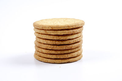 Close-up of stack against white background