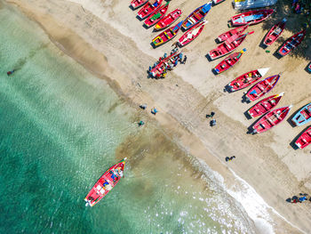 High angle view of people on beach