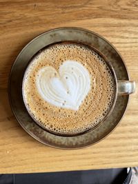 High angle view of coffee on table