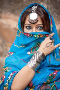 Portrait of young woman wearing traditional clothing